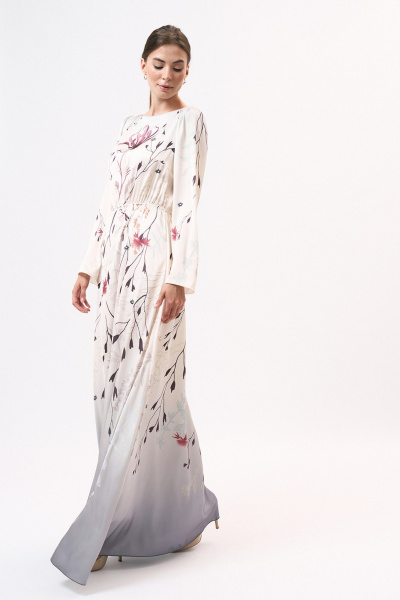 Платье нарядное из текстиля с мультиколор и молочным цветом Art Ribbon M1039P - фото 2