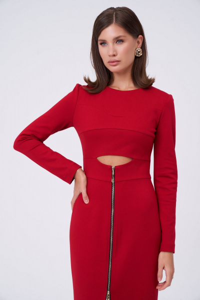 Платье с вырезом под грудью и эффектом топа из трикотажа KaVaRi 1065.3 красный - фото 6