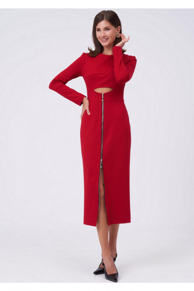 Платье с вырезом под грудью и эффектом топа из трикотажа KaVaRi 1065.3 красный - фото 3