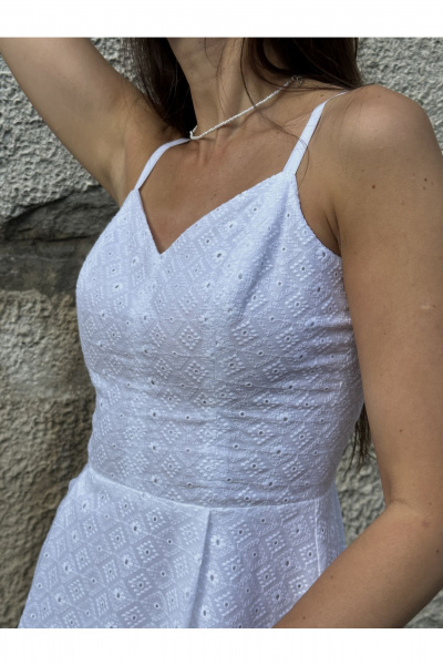 Платье на подкладке с отрезным лифом и регулируемыми бретелями Marshop М116-1 белый - фото 5