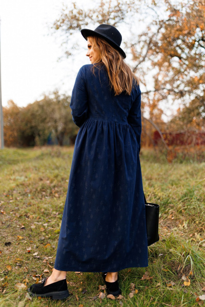 Платье демисезонное из фланели с рюшами и регулируемыми манжетами Marshop М130 синий - фото 14