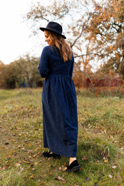 Платье демисезонное из фланели с рюшами и регулируемыми манжетами Marshop М130 синий - фото 13