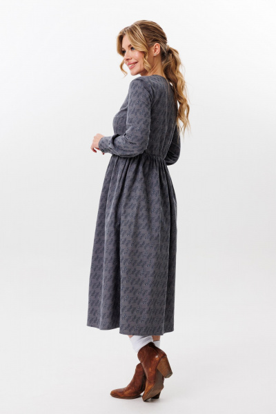Платье приталенное хлопковое демисезонное для повседневной носки Marshop M131 серый - фото 2