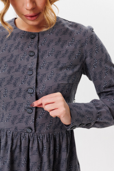 Платье приталенное хлопковое демисезонное для повседневной носки Marshop M131 серый - фото 5