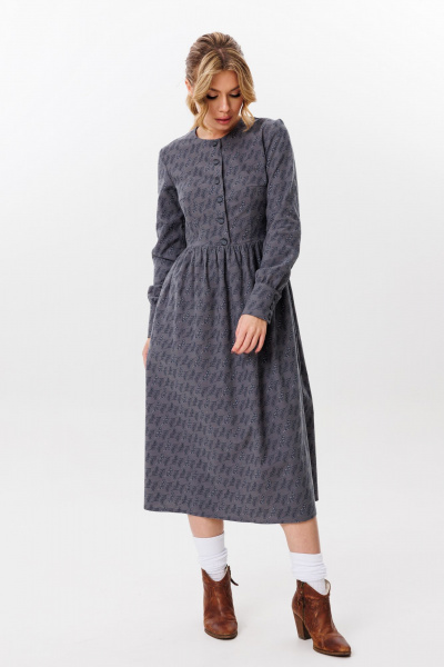 Платье приталенное хлопковое демисезонное для повседневной носки Marshop M131 серый - фото 4