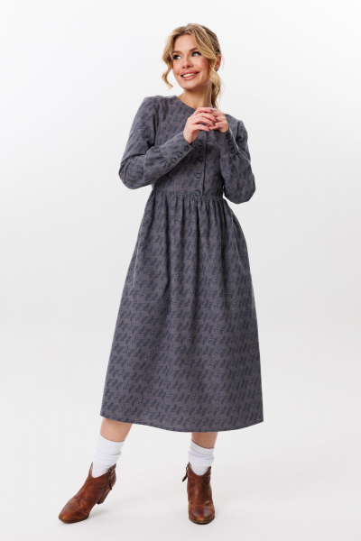Платье приталенное хлопковое демисезонное для повседневной носки Marshop M131 серый - фото 3
