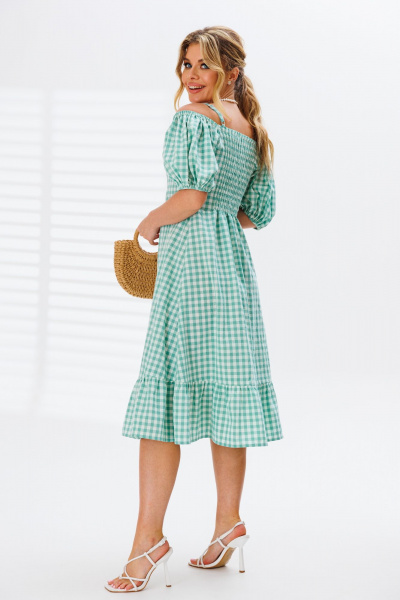 Платье-сарафан с объемными рукавами и оборкой миди Marshop М153 бирюзовый - фото 3