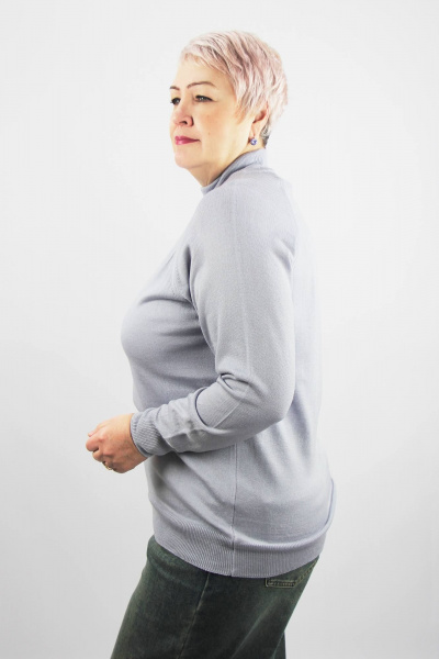 Демисезонный трикотажный свитер реглан с двойной стойкой Полесье С3316-15 5С1754-Д43 158,164 сиренево-серый - фото 2