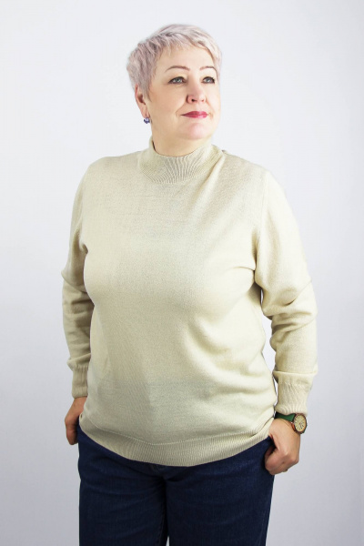 Прямой демисезонный свитер из трикотажа Полесье С3731-23 3С8784-Д43 170,176 жемчуг - фото 1