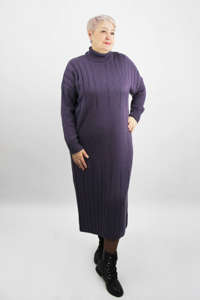 Платье из трикотажа с длинным рукавом и круглым вырезом Полесье С4547-23 4С8799-Д43 164 баклажан - фото 1