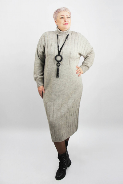 Платье из трикотажа с длинным рукавом и круглым вырезом Полесье С4547-23 4С8799-Д43 164 кофейный - фото 1