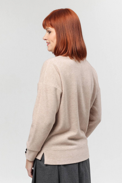 Джемпер свободного силуэта с разрезами и укорочением Соджи 639 бежевый - фото 5