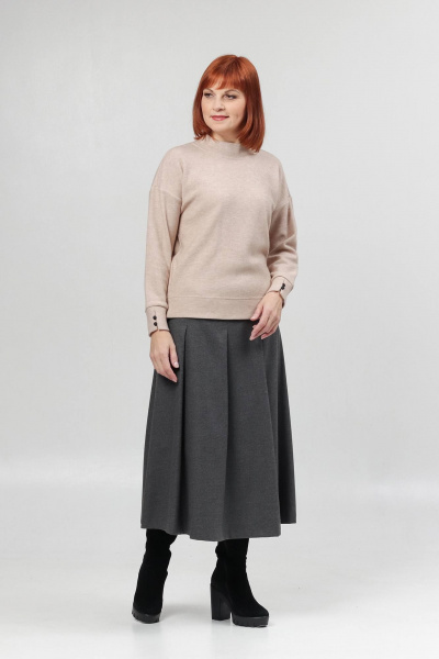 Джемпер свободного силуэта с разрезами и укорочением Соджи 639 бежевый - фото 1