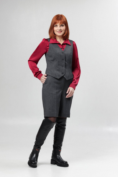 Шорты со стрелками и карманами из текстиля Соджи 642 серый - фото 8