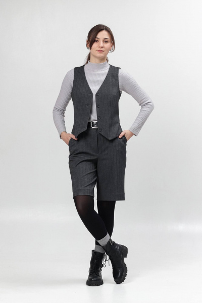 Шорты со стрелками и карманами из текстиля Соджи 642 серый - фото 7