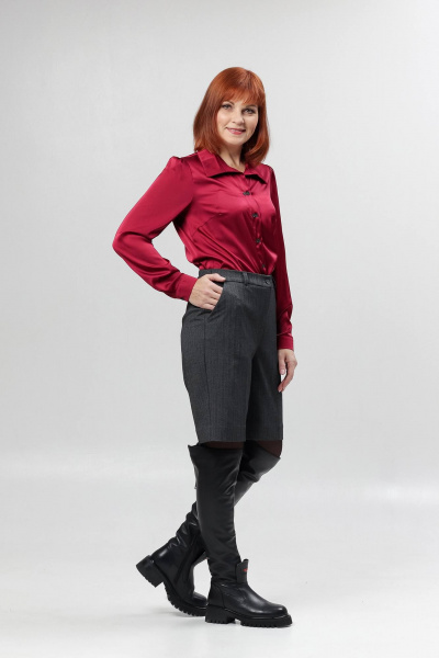 Шорты со стрелками и карманами из текстиля Соджи 642 серый - фото 4