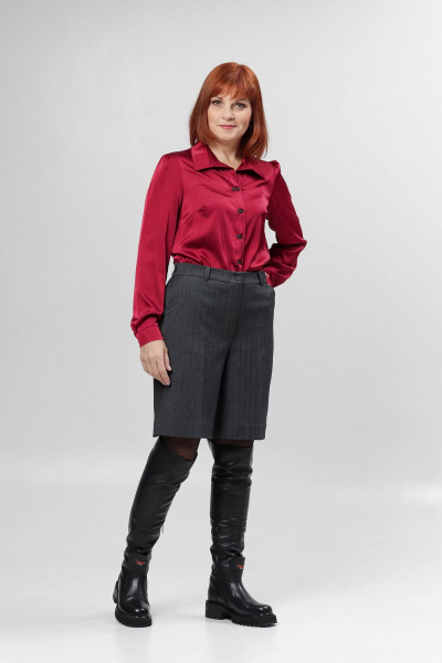 Шорты со стрелками и карманами из текстиля Соджи 642 серый - фото 1