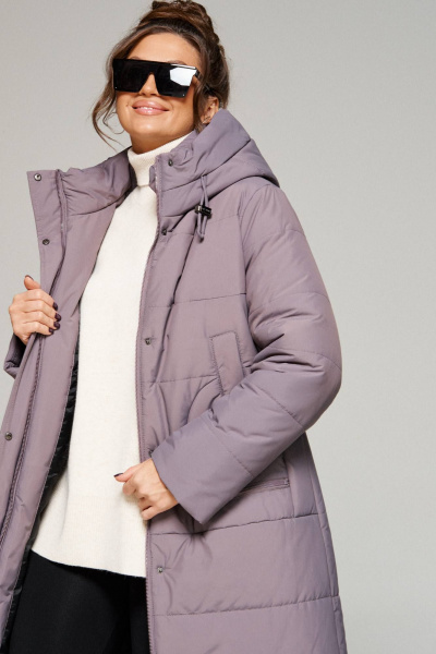 Пальто зимнее прямое с капюшоном и карманами Beautiful&Free 6292 какао - фото 8