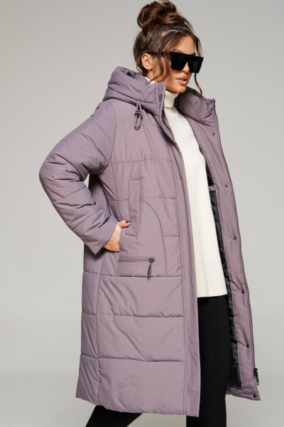 Пальто зимнее прямое с капюшоном и карманами Beautiful&Free 6292 какао - фото 7