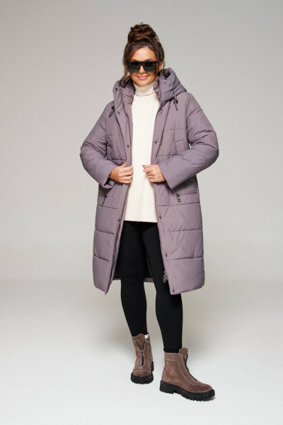 Пальто зимнее прямое с капюшоном и карманами Beautiful&Free 6292 какао - фото 6