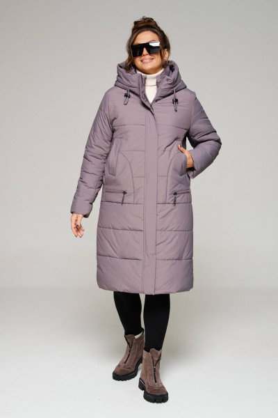 Пальто зимнее прямое с капюшоном и карманами Beautiful&Free 6292 какао - фото 2