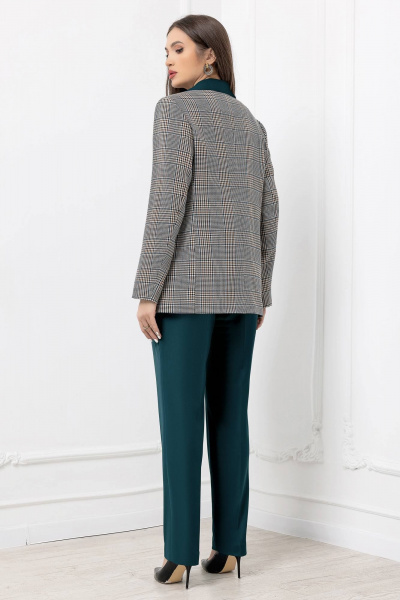 Костюм из текстиля с прямым пиджаком и зауженными брюками Gold Style 2668 изумрудный - фото 4