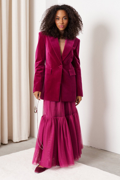 Жакет хлопковый бархатный с воротником пиджачного стиля C. of PAPAYA NEW 1755 фуксия - фото 6