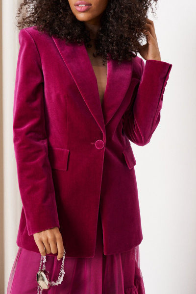 Жакет хлопковый бархатный с воротником пиджачного стиля C. of PAPAYA NEW 1755 фуксия - фото 5