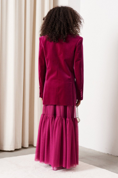 Жакет хлопковый бархатный с воротником пиджачного стиля C. of PAPAYA NEW 1755 фуксия - фото 3