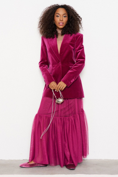 Жакет хлопковый бархатный с воротником пиджачного стиля C. of PAPAYA NEW 1755 фуксия - фото 2
