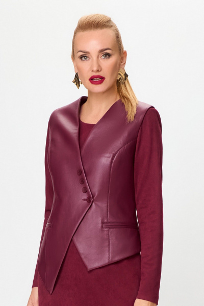 Жилет из экокожи с асимметричным низом Svetlana-Style 1966 бордовый - фото 1