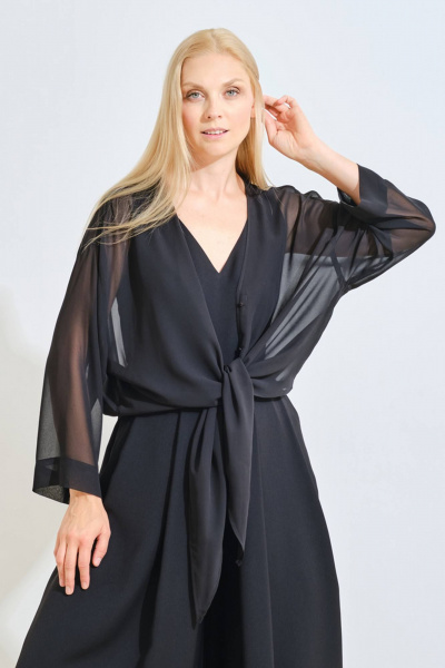 Нарядная черная блуза с круглым вырезом Achosa 2244 прозрачный - фото 2