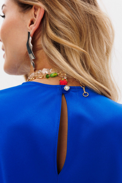 Платье атласное макси с расклешенными рукавами и полусвободным кроем Anastasia 1184 индиго - фото 16