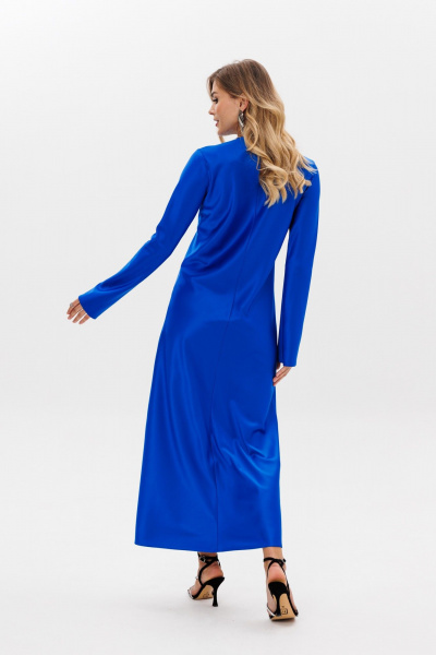 Платье атласное макси с расклешенными рукавами и полусвободным кроем Anastasia 1184 индиго - фото 15