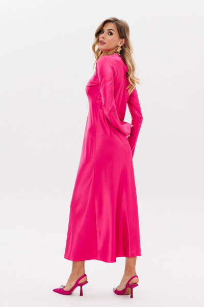 Платье из текстиля макси, рюшами и расклешением, полусвободный крой Anastasia 1184 фуксия - фото 14