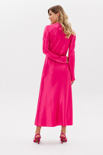 Платье из текстиля макси, рюшами и расклешением, полусвободный крой Anastasia 1184 фуксия - фото 13
