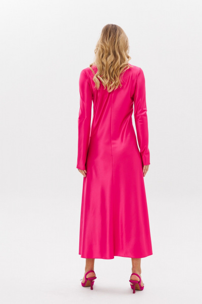 Платье из текстиля макси, рюшами и расклешением, полусвободный крой Anastasia 1184 фуксия - фото 12