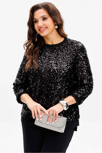 Джемпер с пайетками и разрезами на демисезон Mislana 1168 дж - фото 1