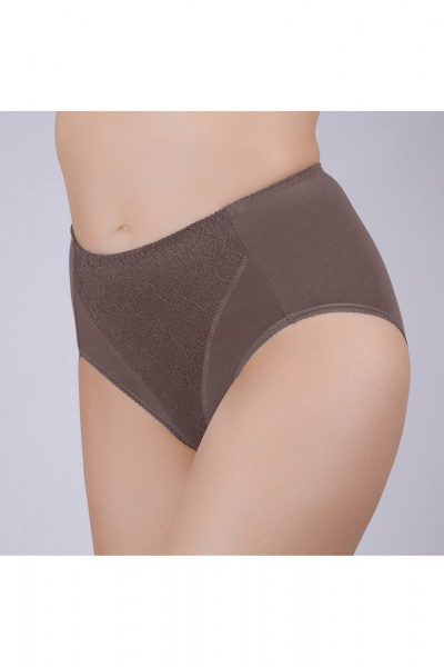 Трусы коричневые из трикотажного хлопка с кружевом Verally 1084-1 перец - фото 3