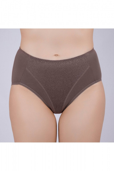 Трусы коричневые из трикотажного хлопка с кружевом Verally 1084-1 перец - фото 1
