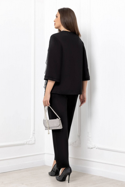 Демисезонный черный трикотажный костюм с брюками и джемпером Gold Style 2599 черный - фото 4