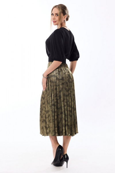 Блуза и юбка нарядный комплект, гофре, контрастные цвета Golden Valley 6683 золото - фото 3