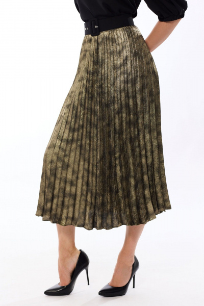 Блуза и юбка нарядный комплект, гофре, контрастные цвета Golden Valley 6683 золото - фото 2