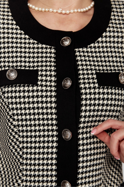 Костюм из трикотажа в стиле CHANEL с юбкой и жакетом DOGGI 1645 бежевый+черный - фото 3