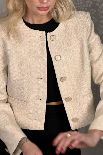 Жакет из текстиля на подкладке, бежевый, демисезон LECIEL JK01 - фото 4