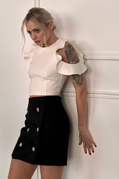 Юбка из трикотажа с имитацией запаха и пуговицами LECIEL SZ01 - фото 6