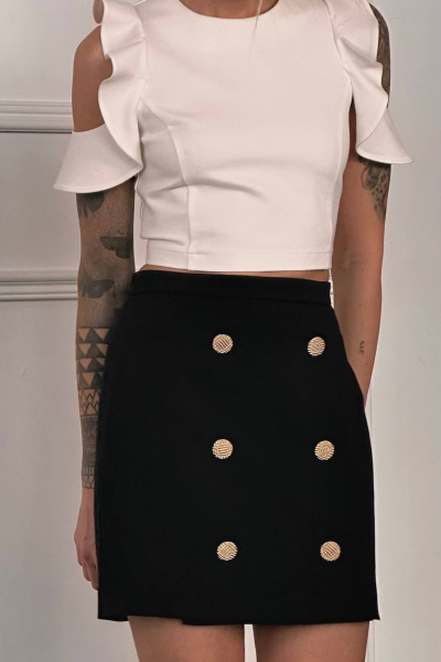 Юбка из трикотажа с имитацией запаха и пуговицами LECIEL SZ01 - фото 2