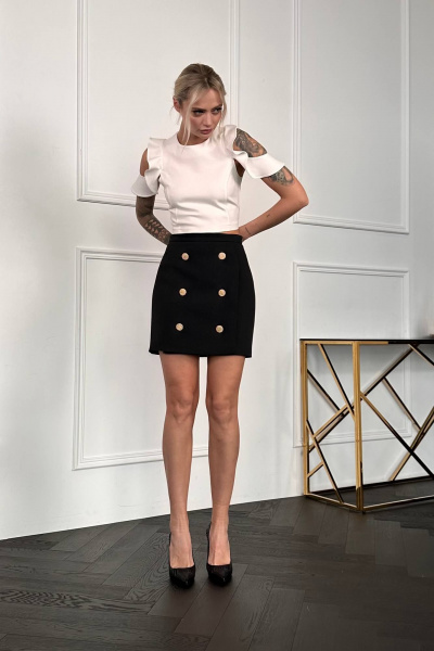 Юбка из трикотажа с имитацией запаха и пуговицами LECIEL SZ01 - фото 3