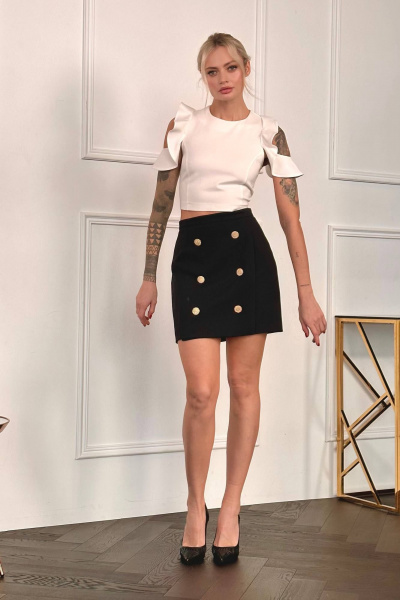 Нарядный трикотажный топ с воланами на плечах LECIEL T01 - фото 6