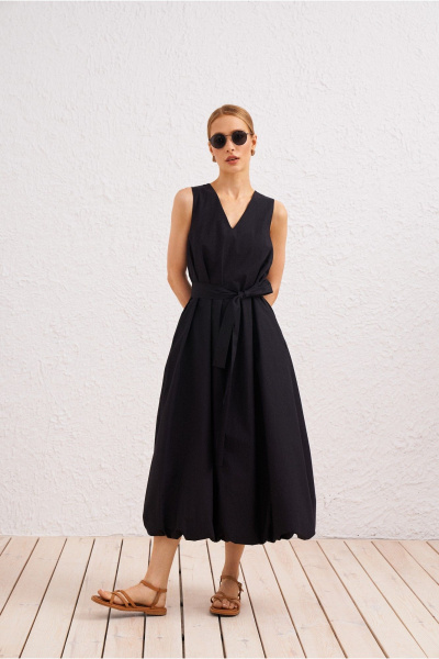 Летнее текстильное черное платье для легких образов BURVIN 9466-81 - фото 2